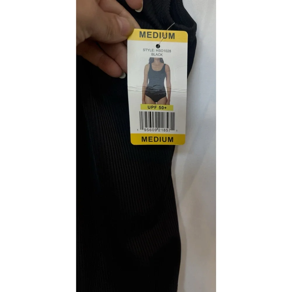 Womens Hurley One Piece‎ Ribbed Swimsuit UPF 50+ Size M Minimalist Modest NWT